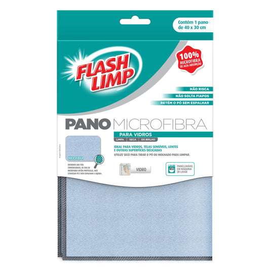 FLASH LIMP PANO MICROFIBRA PARA VIDROS 40X30 AZUL