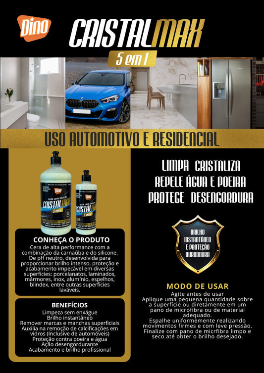 CristalMax 5 em 1 Dino 500ML – Limpa, Cristaliza e Protege Frete Grátis