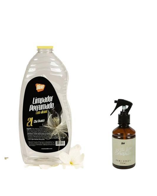 KIT LIMPADOR PERFUMADO COM ÁLCOOL E HOME SPRAY CHÁ BRANCO