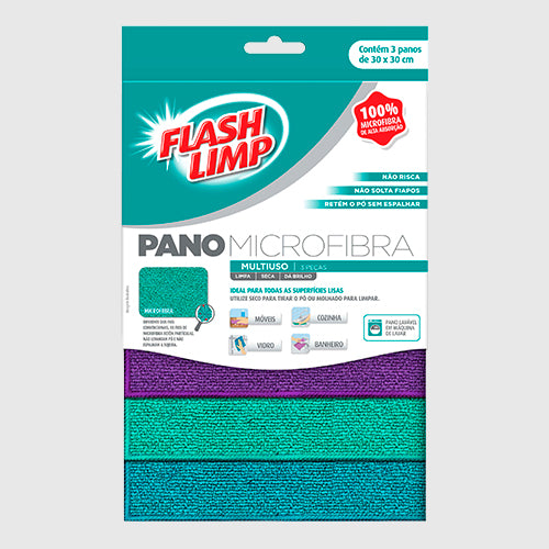 Pano Microfibra Multiuso 3 Pç Flash Limp