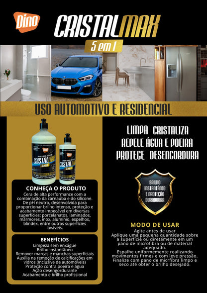 CristalMax 5 em 1 Dino 500ML  – Limpa, Cristaliza e Protege